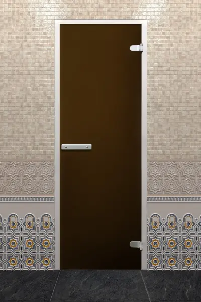 Дверь для турецкой парной DoorWood Hamam Light 700мм х 1900мм, без порога, стекло бронза