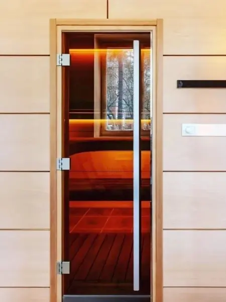 Дверь для сауны DoorWood Престиж, 800мм х 2100мм, с порогом, бронза, коробка ольха