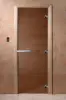 Стеклянная дверь DoorWood бронза 1900х700 мм прозрачная для бани, без порога, коробка ольхa