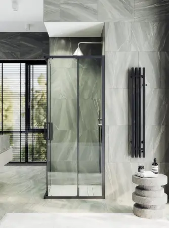 Душевой уголок раздвижной MaybahGlass MGY-1323-6, 900х900мм, черный профиль, стекло прозрачное