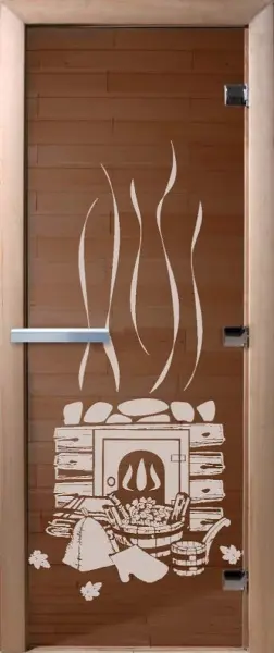 Дверь для сауны DoorWood Банька, 700мм х 1800мм, без порога, бронза, коробка ольха