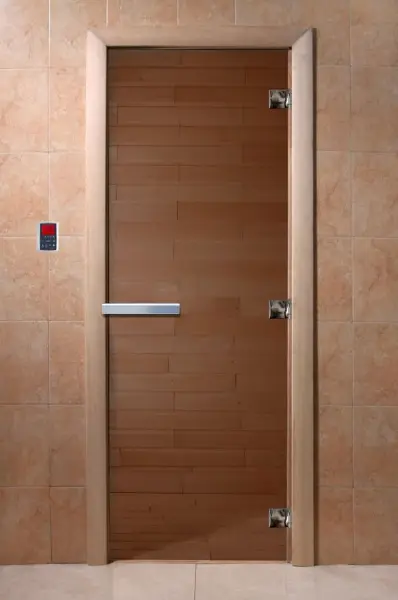Дверь для сауны DoorWood, 700мм х 2100мм, без порога, бронза, коробка ольха