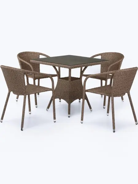 Комплект садовой мебели из искусственного ротанга T197BT/Y137C-W56 Light Brown 4Pcs