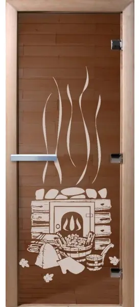 Дверь DoorWood с рисунком Банька, 700 х 1900 мм, без порога, бронза, коробка ольха