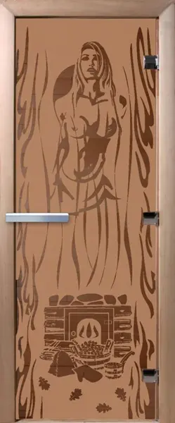 Дверь для сауны DoorWood Горячий пар, 700мм х 1900мм, без порога, бронза матовая, коробка ольха