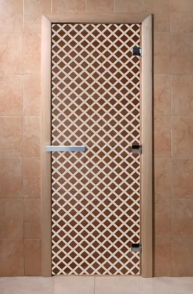 Дверь для сауны DoorWood Мираж, 800мм х 2100мм, без порога, бронза, коробка ольха