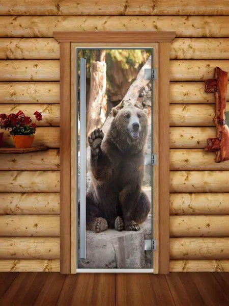 Дверь для сауны DoorWood Престиж с фотопечатью А061, 700мм х 1900мм, с порогом, коробка ольха