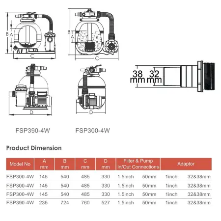 Фильтрационная установка Aquaviva FSP350 (4.32 м3/ч, D350)