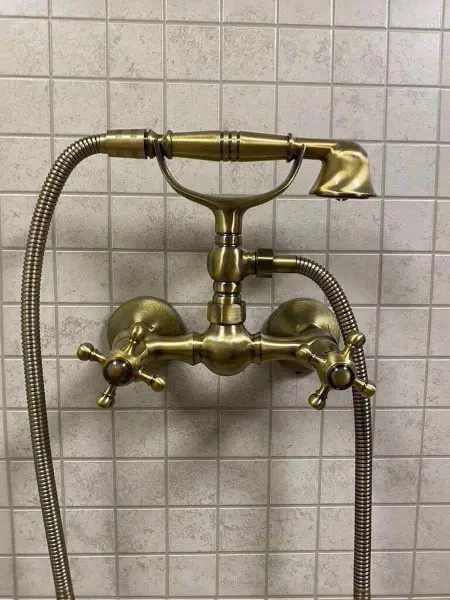 Смеситель латунный с лейкой для хамама Прованс, цвет бронза, 050/148