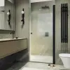 Душевая дверь на монопетле MaybahGlass, черный профиль, стекло сатин