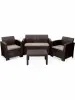 Комплект пластиковой мебели под ротанг для активного отдыха дома B:Rattan Arizona 4 Set, коричневый - 2х местный диван, столик и 2 кресла