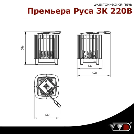 Электрическая печь для бани VVD Премьера Руса 6кВт (с закрытой каменкой) без пульта в интернет-магазине WellMart24.com
