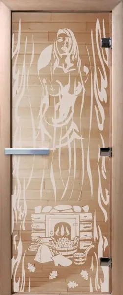Дверь для сауны DoorWood Горячий пар, 700мм х 1900мм, без порога, прозрачная, коробка ольха
