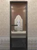 Стеклянная прозрачная дверь DoorWood, коробка алюминиевая, 700 мм х 1900 мм, черный профиль, для хамама