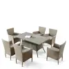 Обеденный комплект плетеной мебели из искусственного ротанга AFM-195-6Pcs Beige (6 кресел и стол), бежевый цвет
