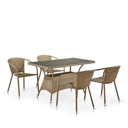 Комплект садовой мебели из искусственного ротанга T198D/Y137B-W56 Light Brown 4Pcs