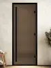 Дверь для турецкой парной DoorWood Prestige 700мм х 1900мм, черный профиль, стекло бронза матовая