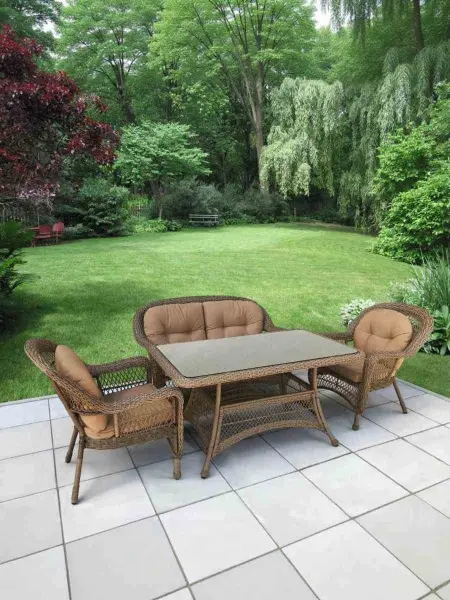 Обеденная группа из искусственного ротанга (диван и 2 кресла) T130Bg/LV520BB-Beige/Beige, цвет бежевый