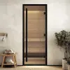 Дверь для турецкой парной DoorWood Prestige 700мм х 1900мм, черный профиль, стекло прозрачное