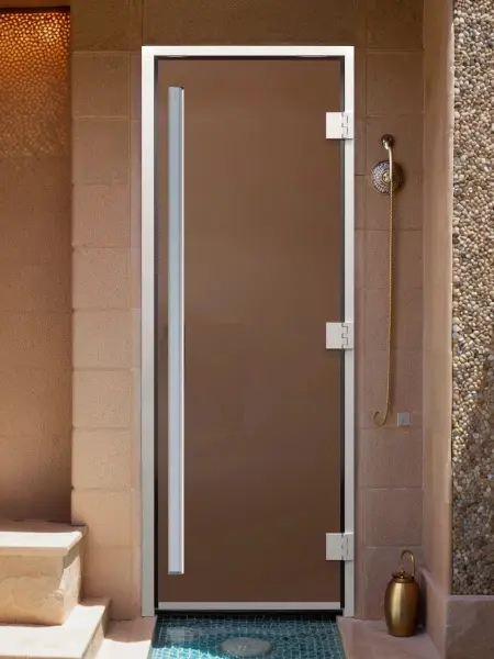 Дверь для турецкой парной DoorWood Prestige 700мм х 1900мм, без порога, стекло бронза матовая