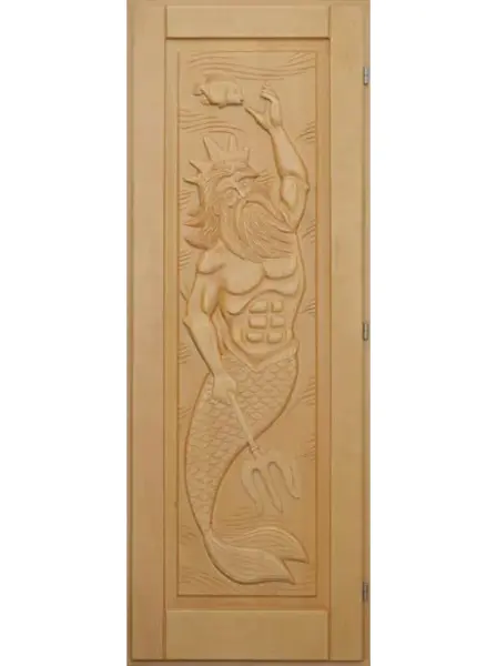 Дверь для бани деревянная DoorWood Нептун, 700мм х 1900мм, с порогом, кавказкая липа