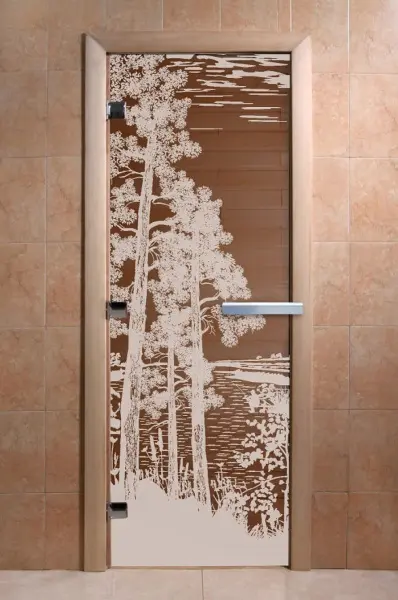 Дверь для сауны DoorWood Рассвет, 700 х 1900 мм, без порога, бронза, коробка ольха