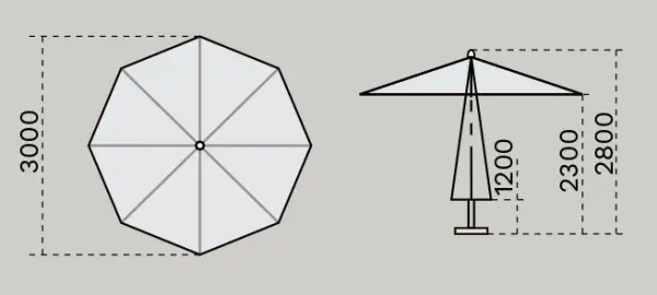 Зонт профессиональный для кафе Palladio Standard 3,0x3,0