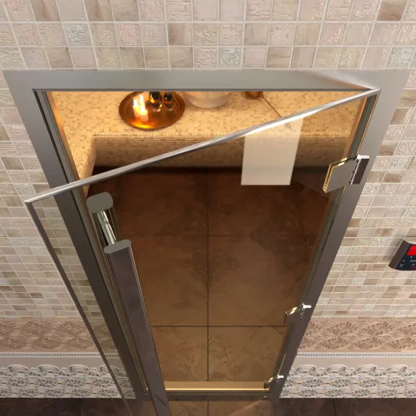 Стеклянная дверь DoorWood Prestige (Престиж) для хамам 700 мм х 1900 мм, бронза матовая,коробка алюминий