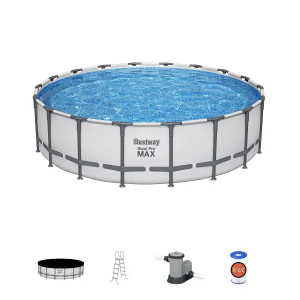 Каркасный бассейн Bestway Steel Pro Max 549х132см, фильтр-насос, лестница, тент комплекте, 561FJ BW
