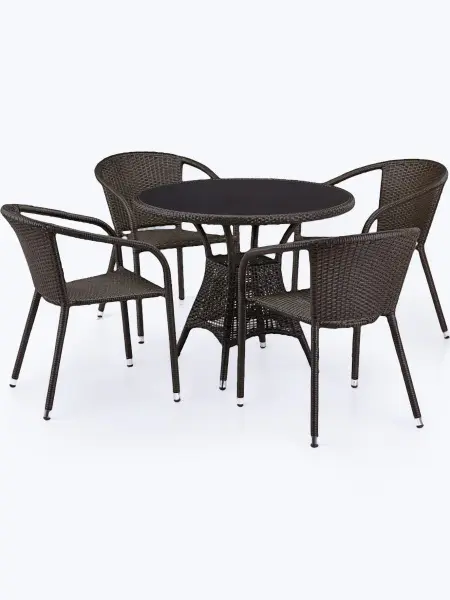 Комплект садовой мебели из искусственного ротанга T197ANS-W53/Y137C-W53 Brown 4Pcs
