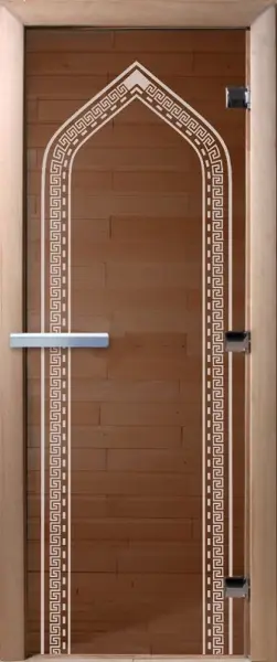 Дверь для сауны DoorWood Арка, 600мм х 1900мм, без порога, бронза, коробка ольха