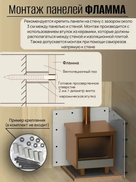 Плита Фламма Дизайн Бруклин-193 фиброцементная LTM для бани 600х1200 мм