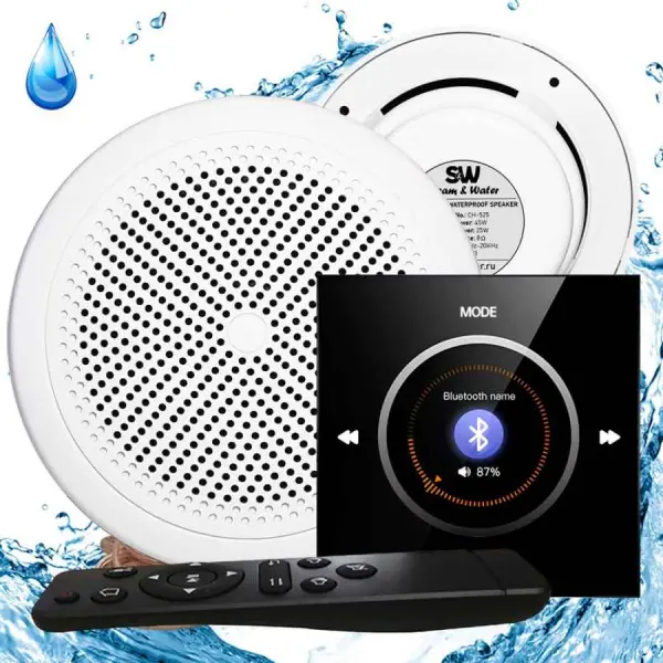 Акустическая система для сауны и хамама S&W Noise Round 2, Black/White, IP-68