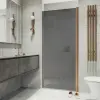 Душевая дверь на монопетле MaybahGlass, бронзовый профиль, стекло серое
