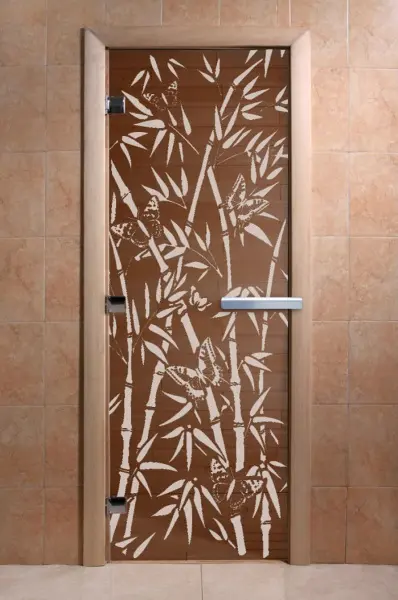 Дверь для сауны DoorWood бронза, рисунок Бамбук, 700 х 1900 мм, без порога, коробка ольха