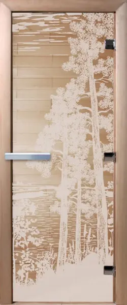 Дверь для сауны DoorWood Рассвет, 700мм х 1900мм, без порога, прозрачная, коробка ольха