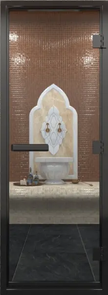 Дверь для турецкой парной DoorWood 900мм х 2000мм, черный профиль, стекло бронза