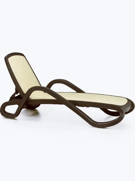 Пластиковый пляжный шезлонг Nardi Alfa, coffee/biege, кофейный и бежевый, 194 x 85 x 71 см