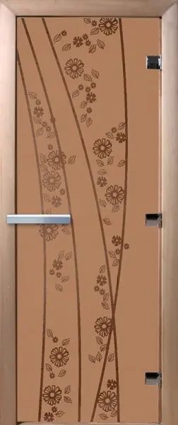 Дверь для сауны DoorWood Весна цветы, 700мм х 1900мм, без порога, бронза матовая, коробка ольха