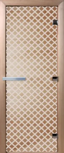 Дверь для сауны DoorWood Мираж, 700мм х 1900мм, без порога, прозрачная, коробка ольха