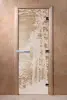 Стеклянная дверь DoorWood с рисунком Рассвет для бани, 700 х 1900 мм, без порога, прозрачная, коробка ольха