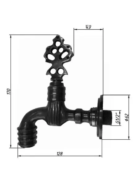 Кран латунный для хамама, цвет бронза, 06А