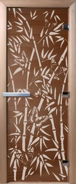 Дверь для сауны DoorWood Бамбук, 700мм х 1900мм, без порога, бронза, коробка ольха