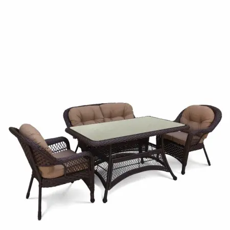 Комплект садовой мебели из искусственного ротанга T130Br/LV520BB-Brown/Beige