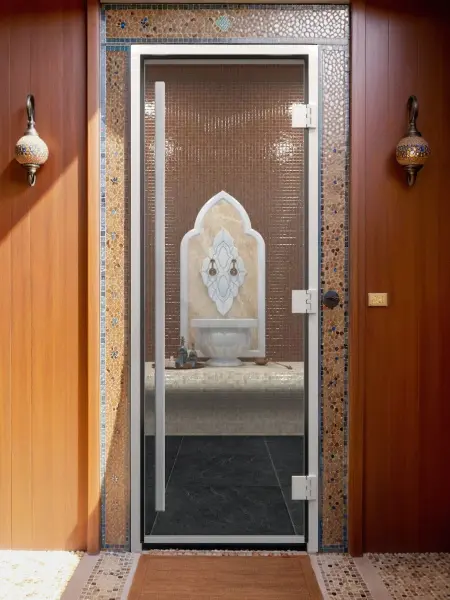 Дверь для турецкой парной DoorWood Prestige, 700мм х 1900мм, без порога, стекло прозрачное