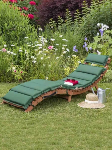 Лежак шезлонг садовый складной AFM-803A Beige-Green, бежевый зеленый,180 х 54 x 68 см. 