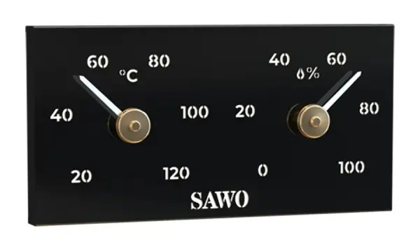 Термогигрометр для сауны и бани Sawo 295-THMBL, Black Metal черный