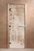 Стеклянная дверь DoorWood с рисунком Рассвет для бани, 700 х 1900 мм, без порога, прозрачная, коробка ольха