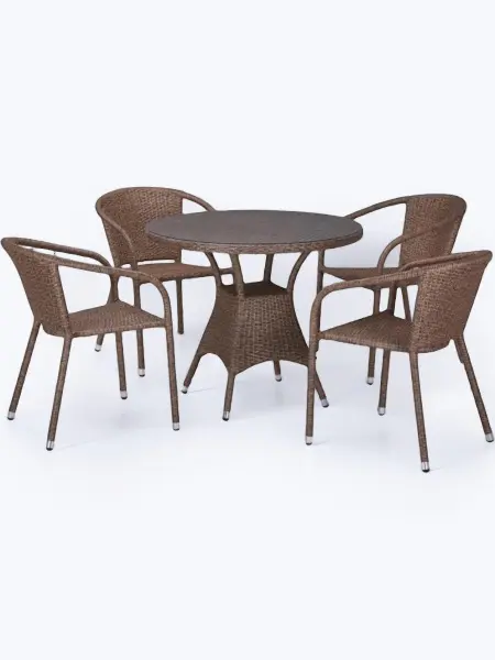 Комплект садовой мебели из искусственного ротанга T197AT/Y137C-W56 Light Brown 4Pcs